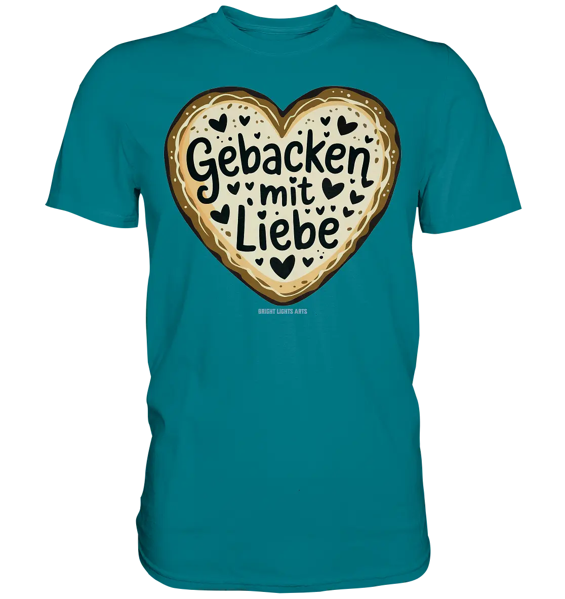 Gebacken mit Liebe – Herzgebäck - Premium Shirt Bright Lights Arts