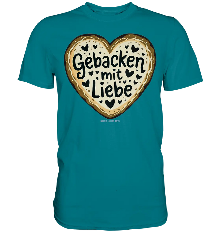 Gebacken mit Liebe – Herzgebäck - Premium Shirt Bright Lights Arts
