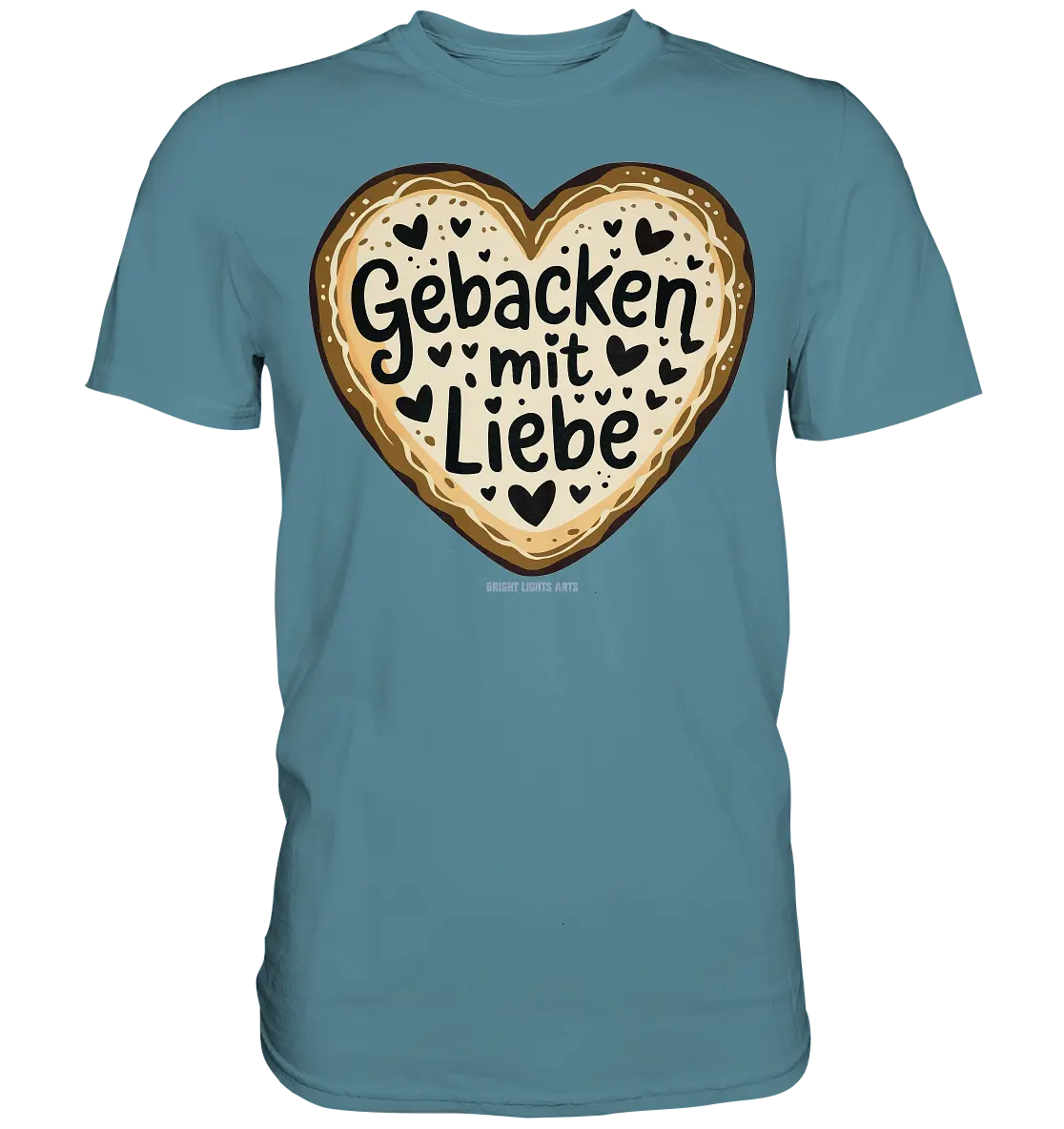 Gebacken mit Liebe – Herzgebäck - Premium Shirt Bright Lights Arts