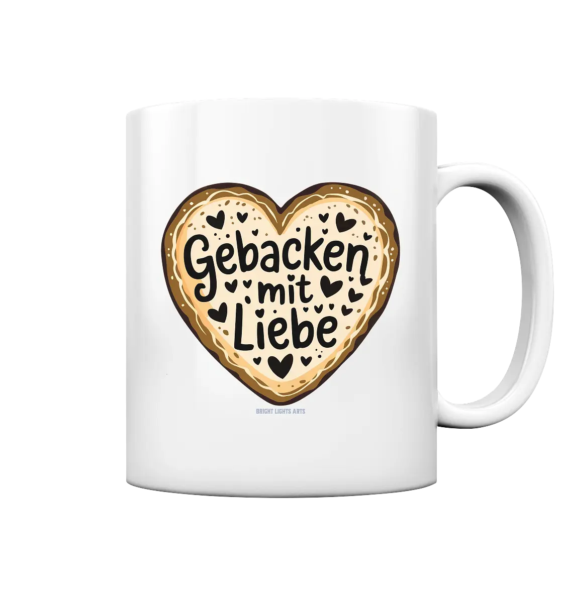 Gebacken mit Liebe – Herzgebäck - Tasse glossy Bright Lights Arts