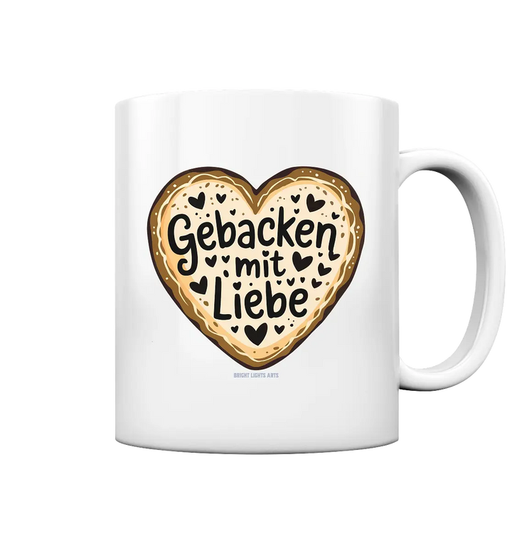 Gebacken mit Liebe – Herzgebäck - Tasse glossy Bright Lights Arts