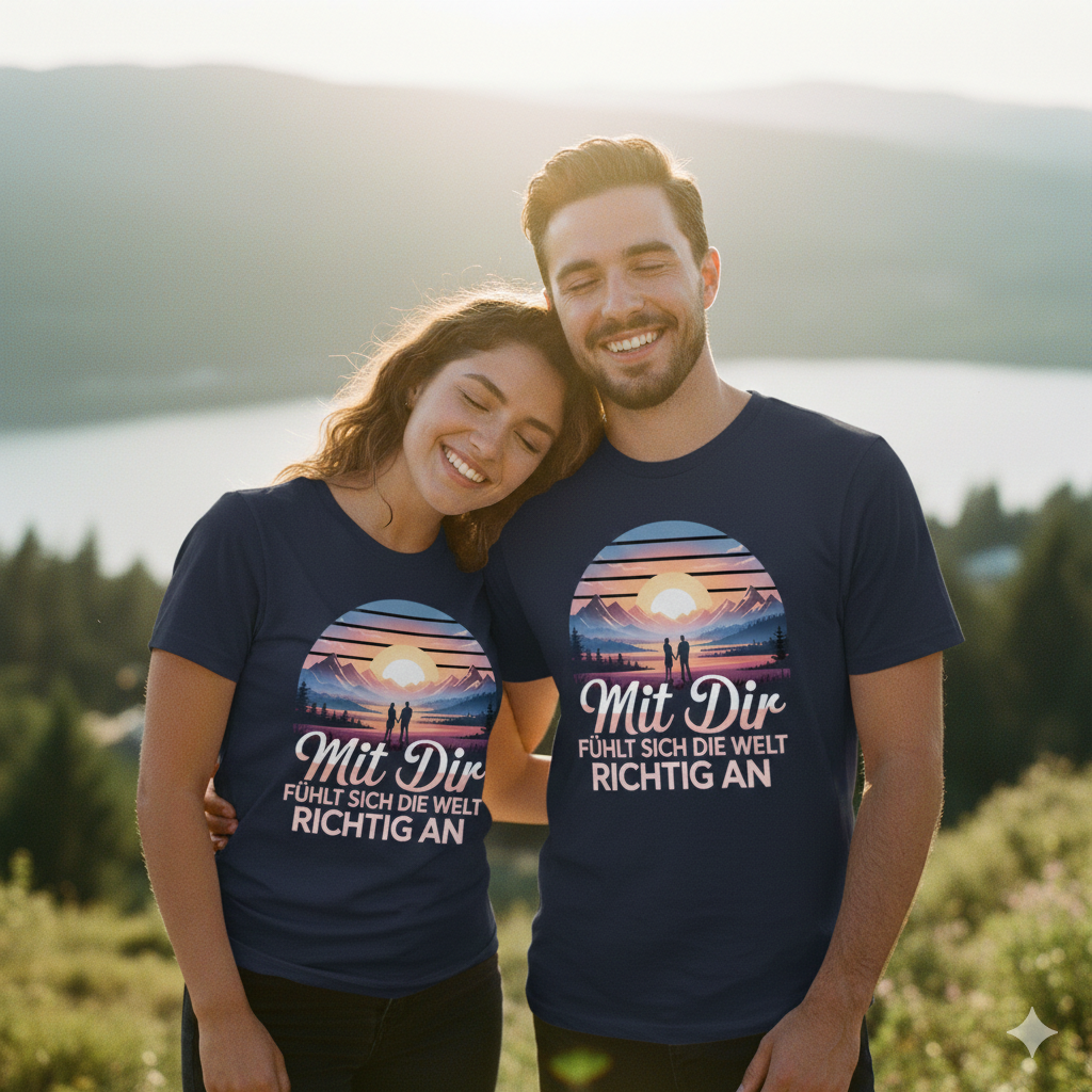 Welt am See Premium T-Shirt – Mit Dir fühlt sich die Welt richtig an | Bright Lights Arts®