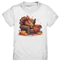 Gemütlicher Cartoon Truthahn in einem Sessel Herbstliches und humorvolles Erntedank Kunstwerk - Kids Premium Shirt Bright Lights Arts