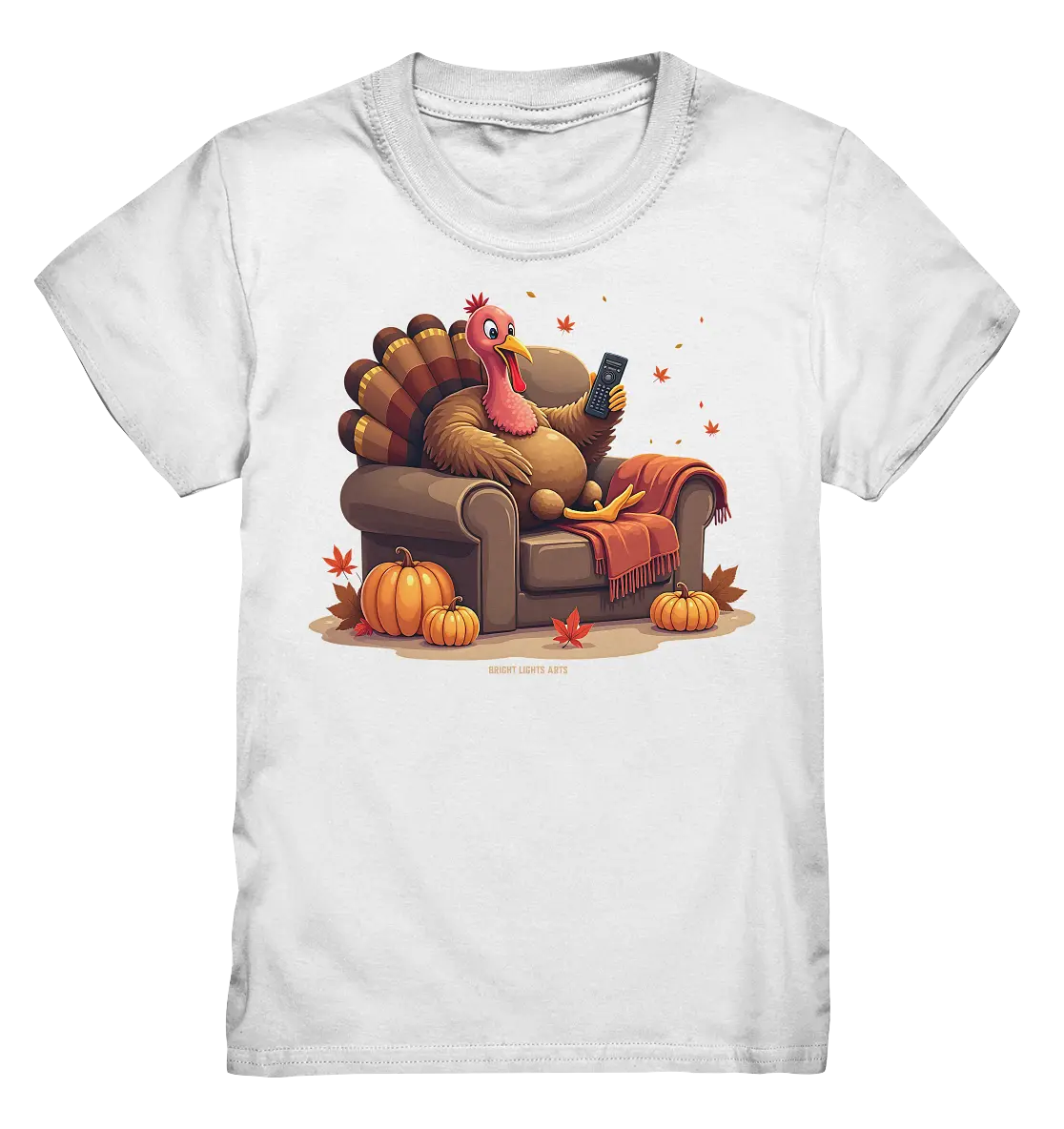 Gemütlicher Cartoon Truthahn in einem Sessel Herbstliches und humorvolles Erntedank Kunstwerk - Kids Premium Shirt Bright Lights Arts