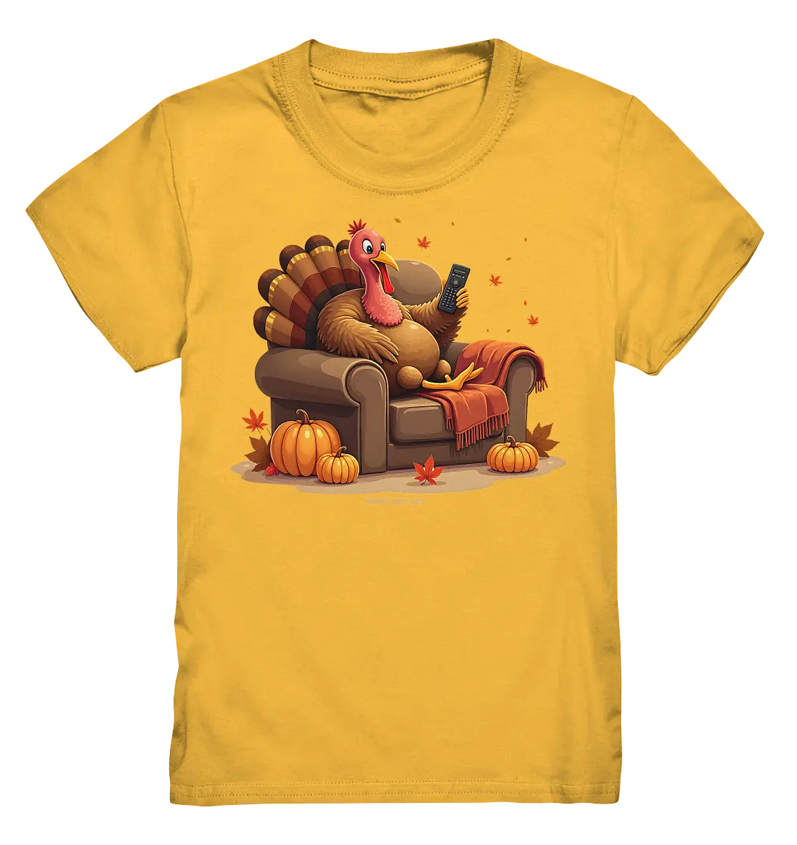 Gemütlicher Cartoon Truthahn in einem Sessel Herbstliches und humorvolles Erntedank Kunstwerk - Kids Premium Shirt Bright Lights Arts