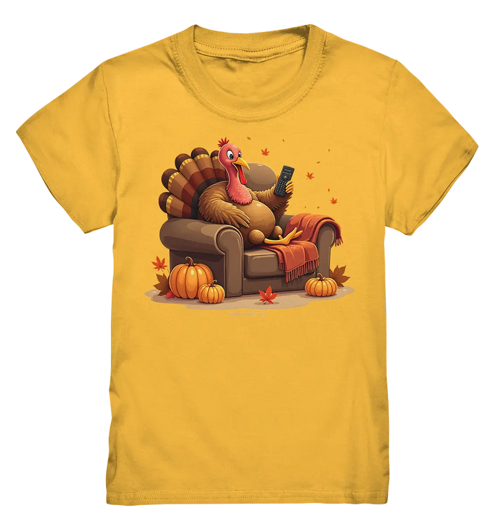 Gemütlicher Cartoon Truthahn in einem Sessel Herbstliches und humorvolles Erntedank Kunstwerk - Kids Premium Shirt Bright Lights Arts