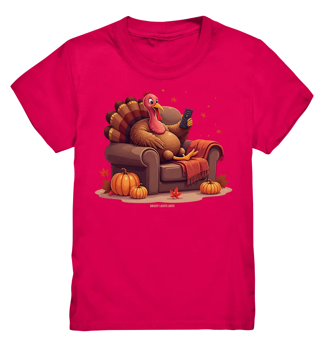Gemütlicher Cartoon Truthahn in einem Sessel Herbstliches und humorvolles Erntedank Kunstwerk - Kids Premium Shirt Bright Lights Arts