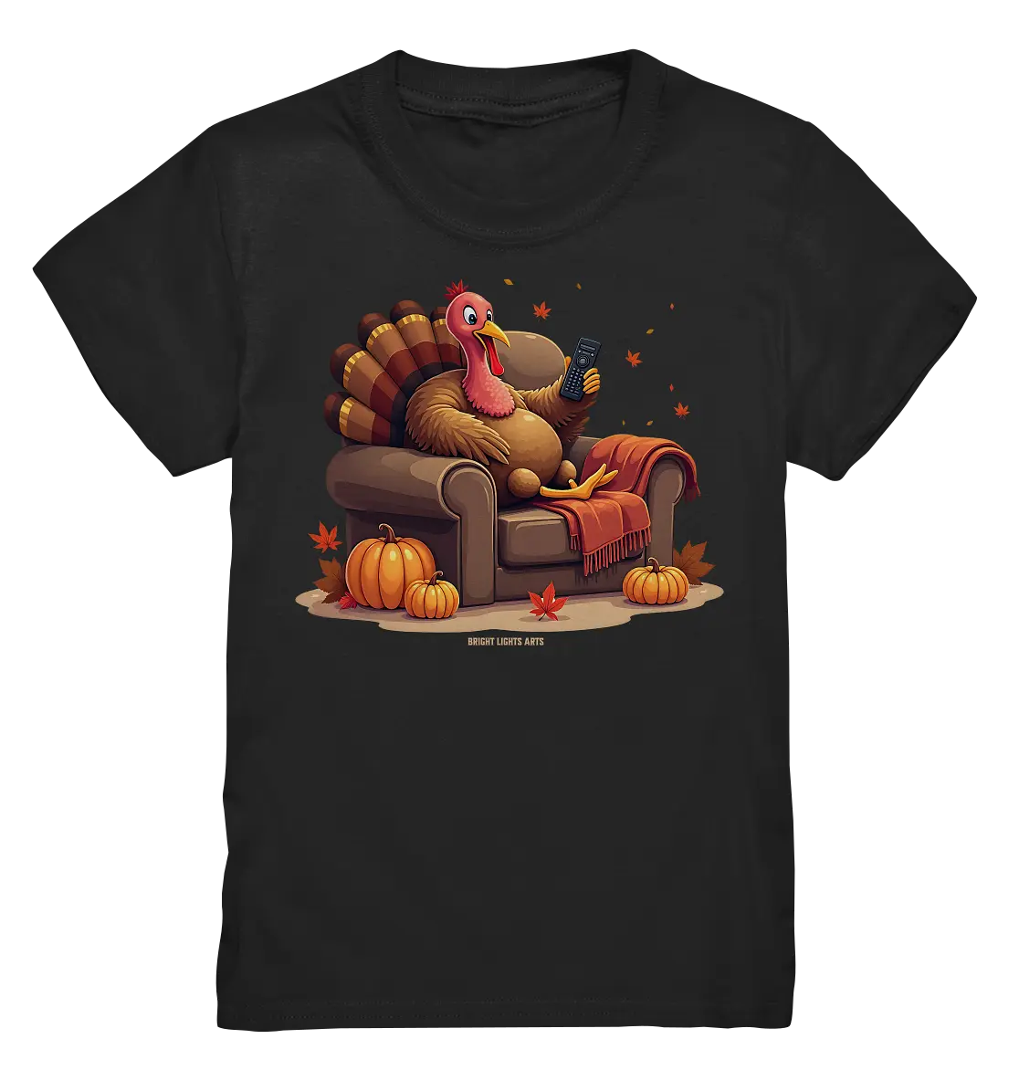 Gemütlicher Cartoon Truthahn in einem Sessel Herbstliches und humorvolles Erntedank Kunstwerk - Kids Premium Shirt Bright Lights Arts