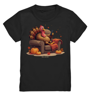 Gemütlicher Cartoon Truthahn in einem Sessel Herbstliches und humorvolles Erntedank Kunstwerk - Kids Premium Shirt Bright Lights Arts
