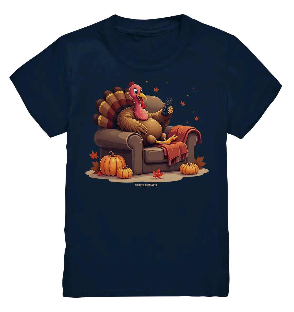 Gemütlicher Cartoon Truthahn in einem Sessel Herbstliches und humorvolles Erntedank Kunstwerk - Kids Premium Shirt Bright Lights Arts