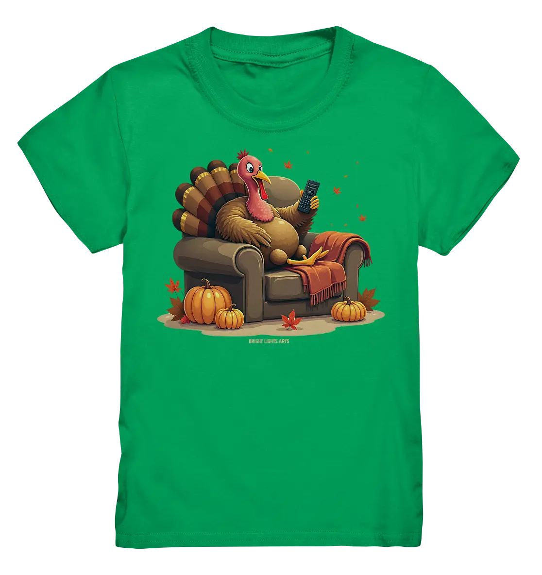 Gemütlicher Cartoon Truthahn in einem Sessel Herbstliches und humorvolles Erntedank Kunstwerk - Kids Premium Shirt Bright Lights Arts