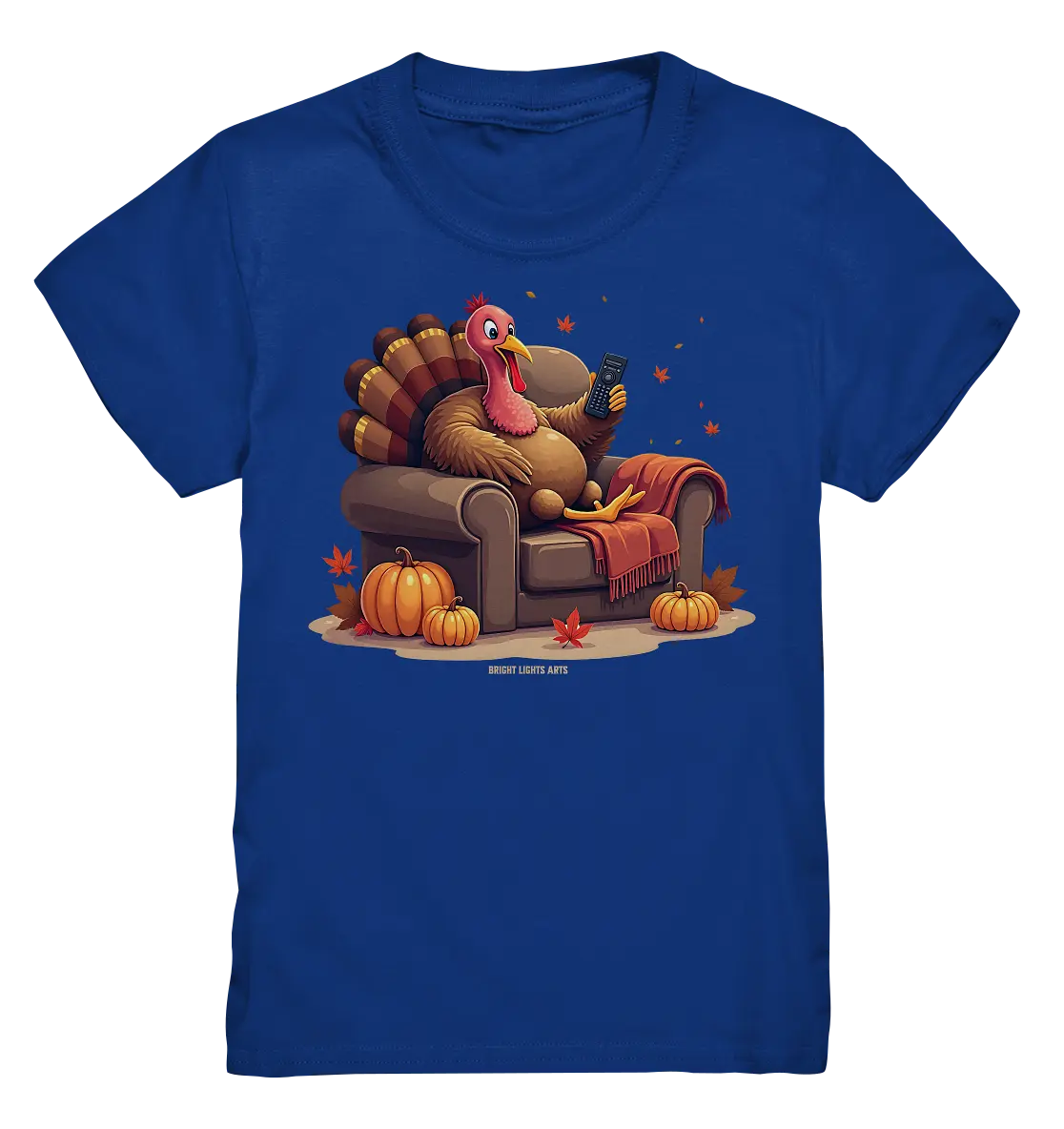 Gemütlicher Cartoon Truthahn in einem Sessel Herbstliches und humorvolles Erntedank Kunstwerk - Kids Premium Shirt Bright Lights Arts