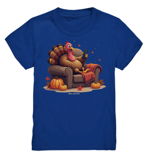 Gemütlicher Cartoon Truthahn in einem Sessel Herbstliches und humorvolles Erntedank Kunstwerk - Kids Premium Shirt Bright Lights Arts