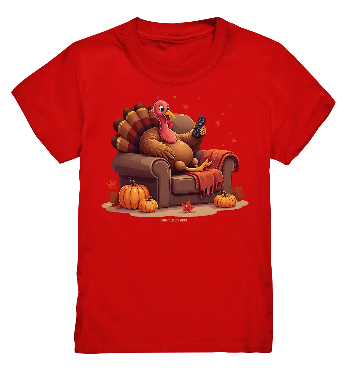 Gemütlicher Cartoon Truthahn in einem Sessel Herbstliches und humorvolles Erntedank Kunstwerk - Kids Premium Shirt Bright Lights Arts