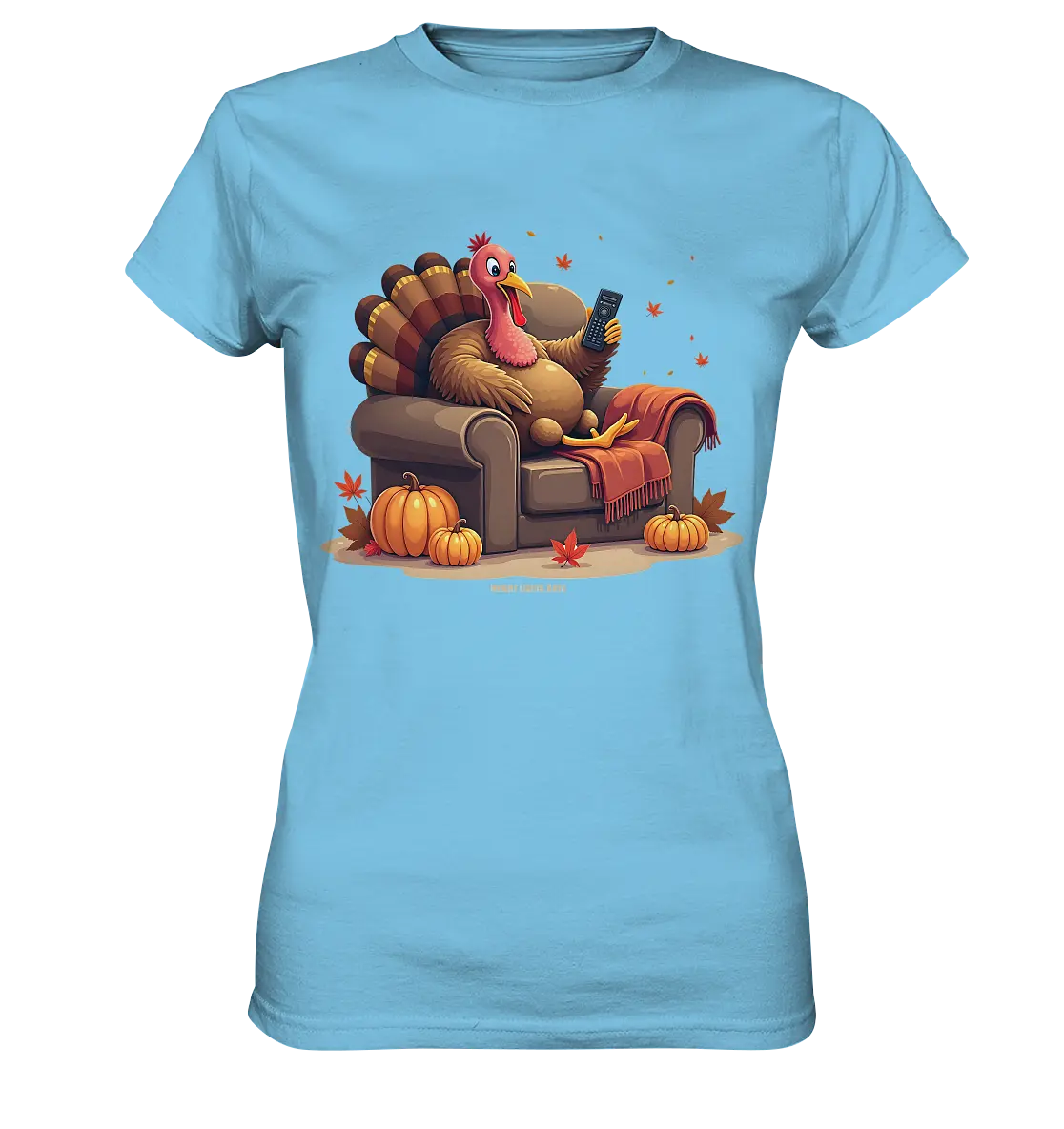 Gemütlicher Cartoon Truthahn in einem Sessel Herbstliches und humorvolles Erntedank Kunstwerk - Ladies Premium Shirt Bright Lights Arts