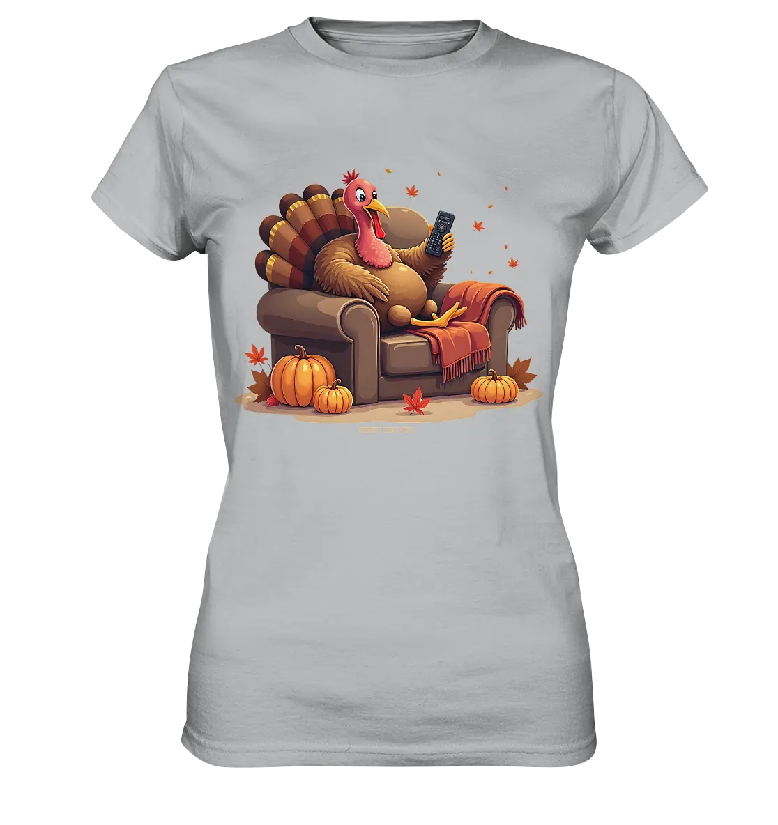Gemütlicher Cartoon Truthahn in einem Sessel Herbstliches und humorvolles Erntedank Kunstwerk - Ladies Premium Shirt Bright Lights Arts