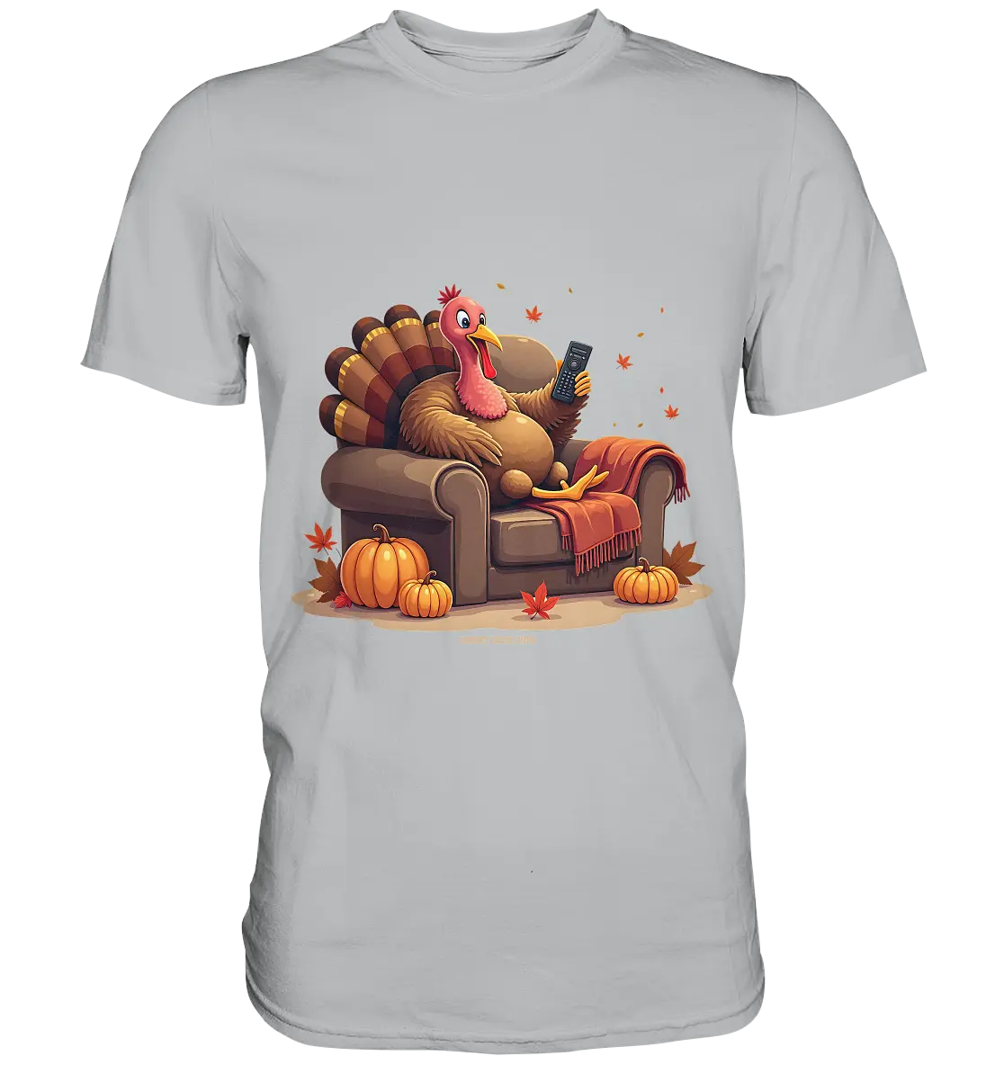 Gemütlicher Cartoon Truthahn in einem Sessel Herbstliches und humorvolles Erntedank Kunstwerk - Premium Shirt Bright Lights Arts