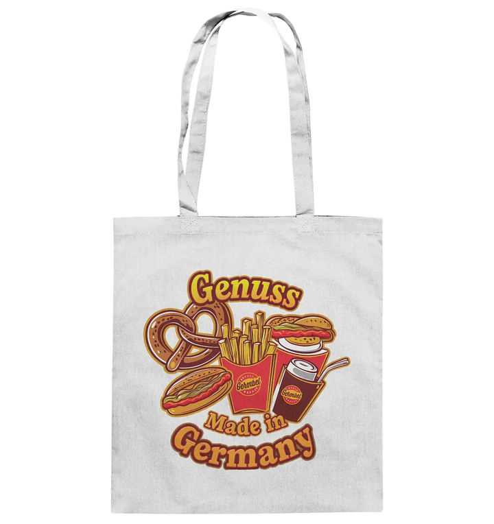 Genuss Made in Germany – Imbissliebe im Cartoon-Stil - Baumwolltasche Bright Lights Arts