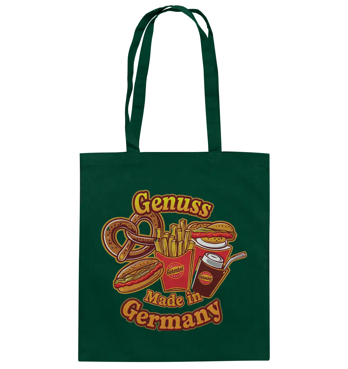 Genuss Made in Germany – Imbissliebe im Cartoon-Stil - Baumwolltasche Bright Lights Arts