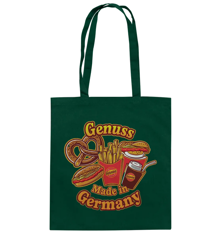 Genuss Made in Germany – Imbissliebe im Cartoon-Stil - Baumwolltasche Bright Lights Arts