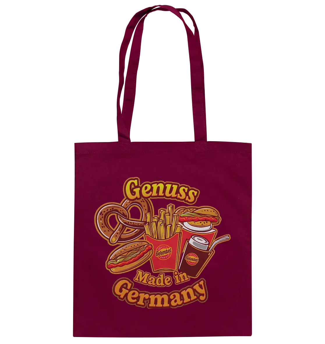 Genuss Made in Germany – Imbissliebe im Cartoon-Stil - Baumwolltasche Bright Lights Arts