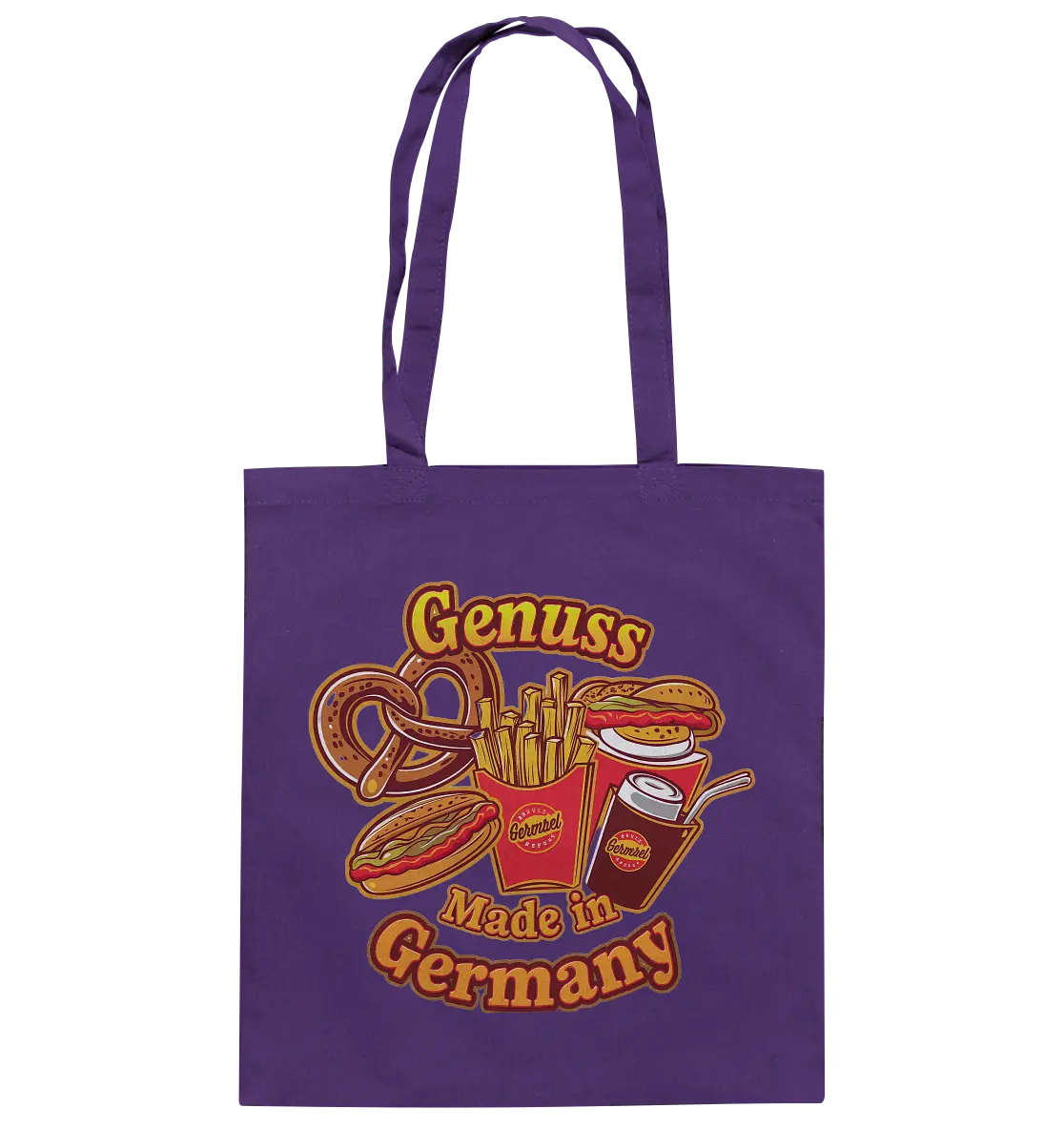 Genuss Made in Germany – Imbissliebe im Cartoon-Stil - Baumwolltasche Bright Lights Arts