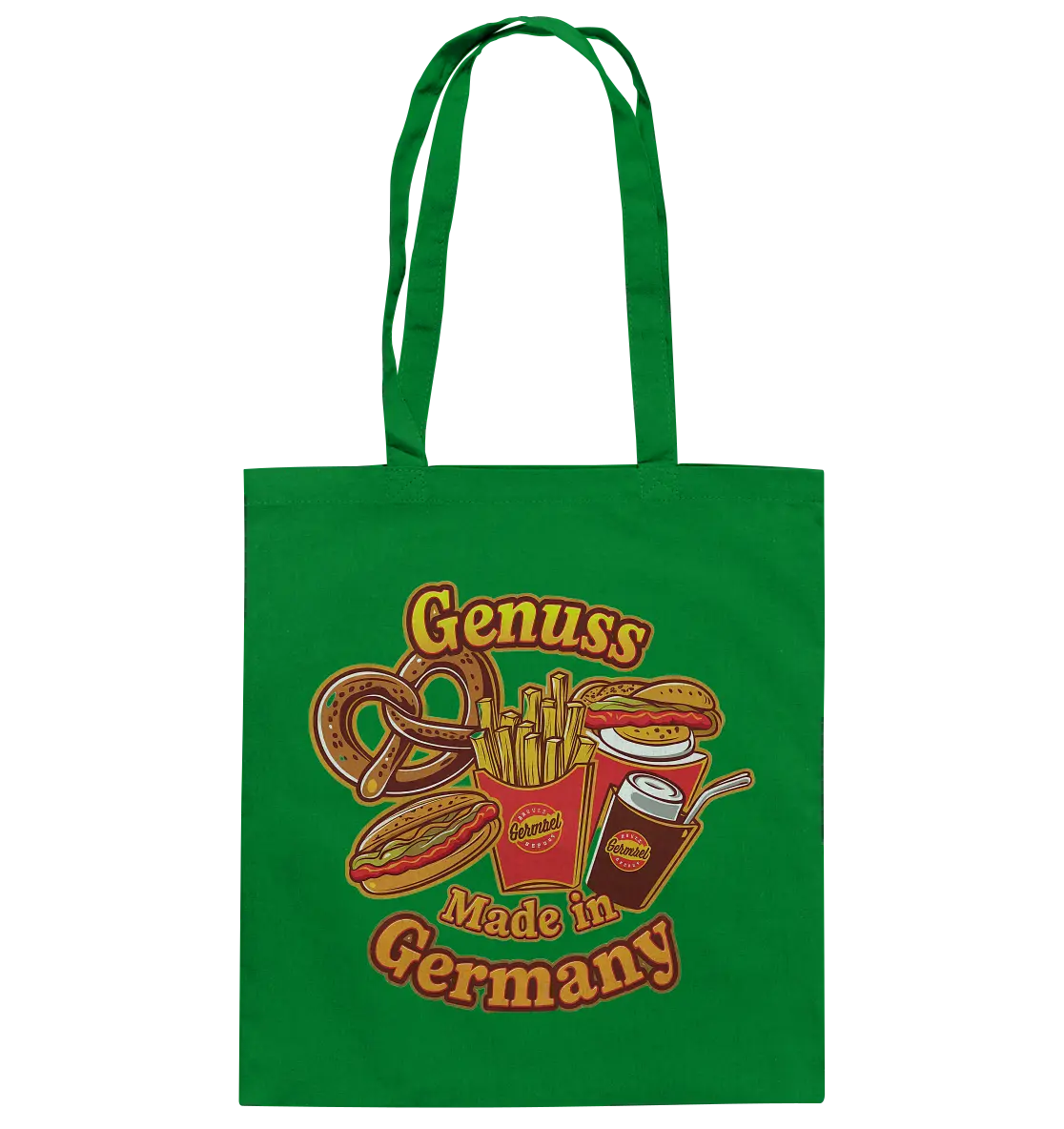 Genuss Made in Germany – Imbissliebe im Cartoon-Stil - Baumwolltasche Bright Lights Arts