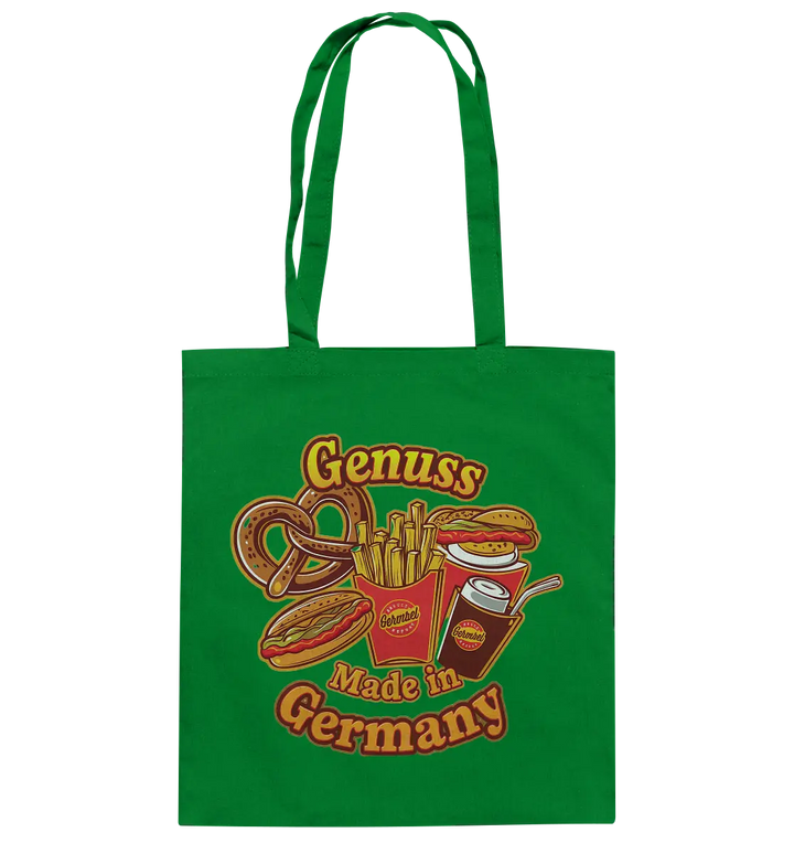 Genuss Made in Germany – Imbissliebe im Cartoon-Stil - Baumwolltasche Bright Lights Arts