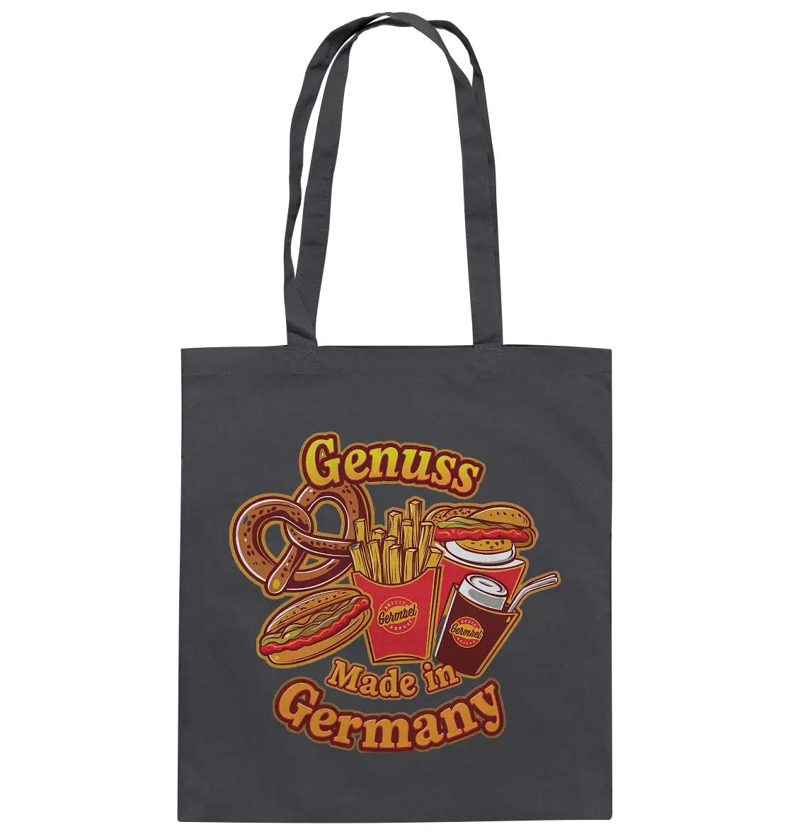 Genuss Made in Germany – Imbissliebe im Cartoon-Stil - Baumwolltasche Bright Lights Arts