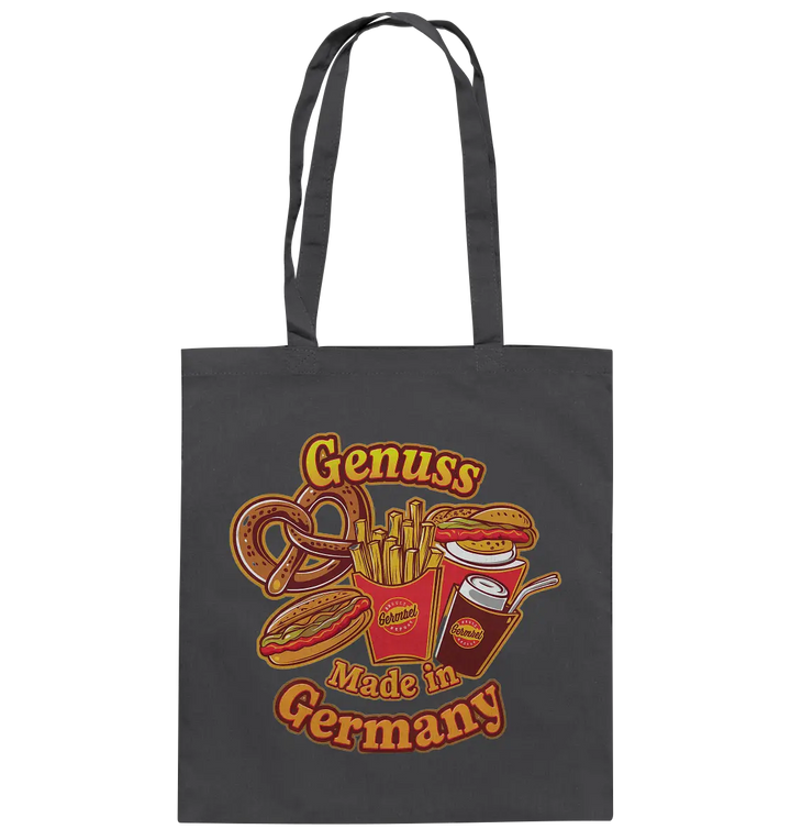 Genuss Made in Germany – Imbissliebe im Cartoon-Stil - Baumwolltasche Bright Lights Arts