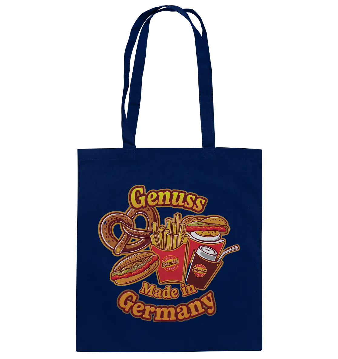 Genuss Made in Germany – Imbissliebe im Cartoon-Stil - Baumwolltasche Bright Lights Arts