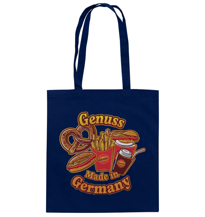 Genuss Made in Germany – Imbissliebe im Cartoon-Stil - Baumwolltasche Bright Lights Arts