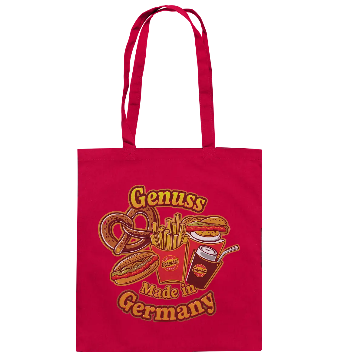Genuss Made in Germany – Imbissliebe im Cartoon-Stil - Baumwolltasche Bright Lights Arts