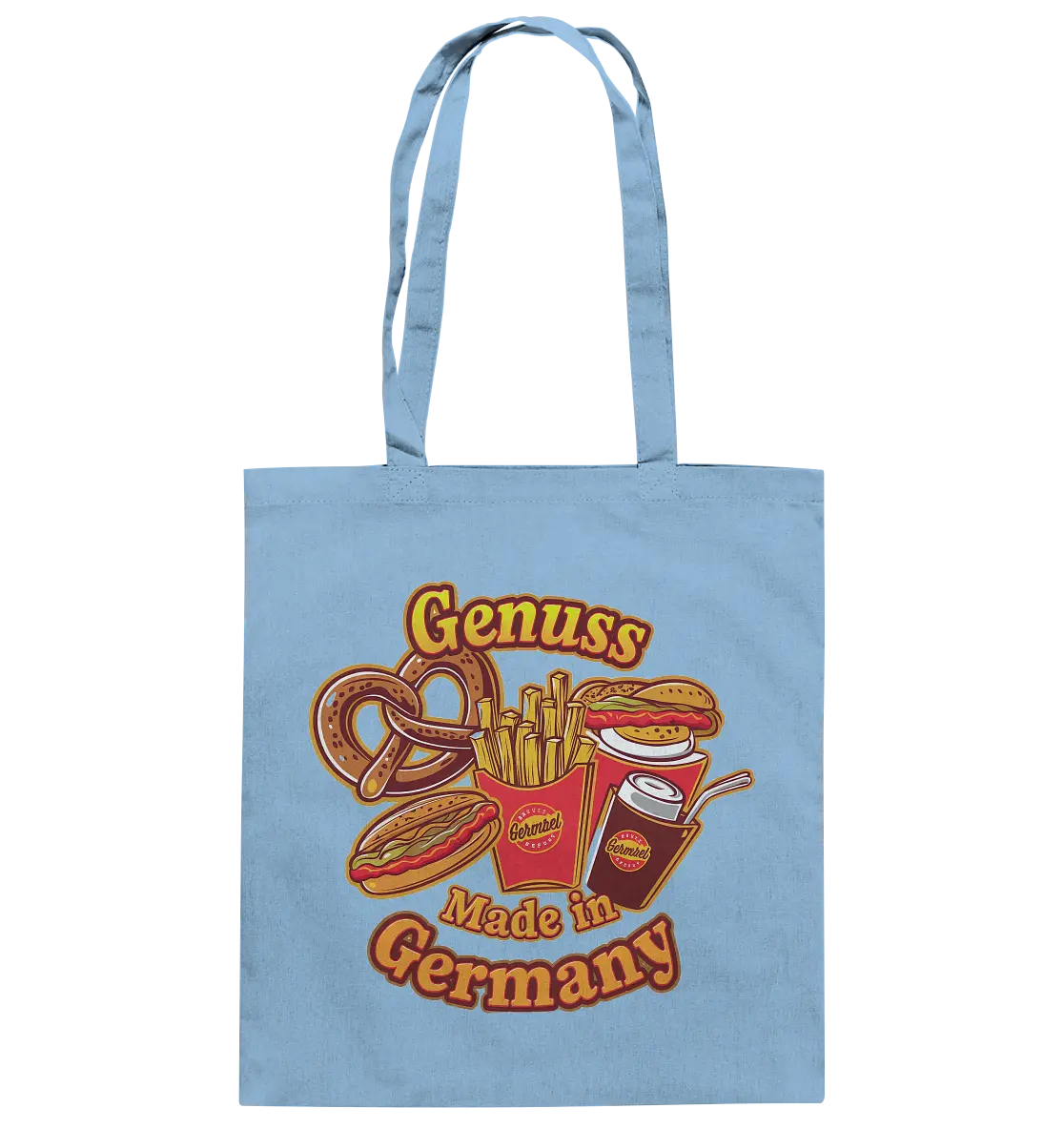 Genuss Made in Germany – Imbissliebe im Cartoon-Stil - Baumwolltasche Bright Lights Arts