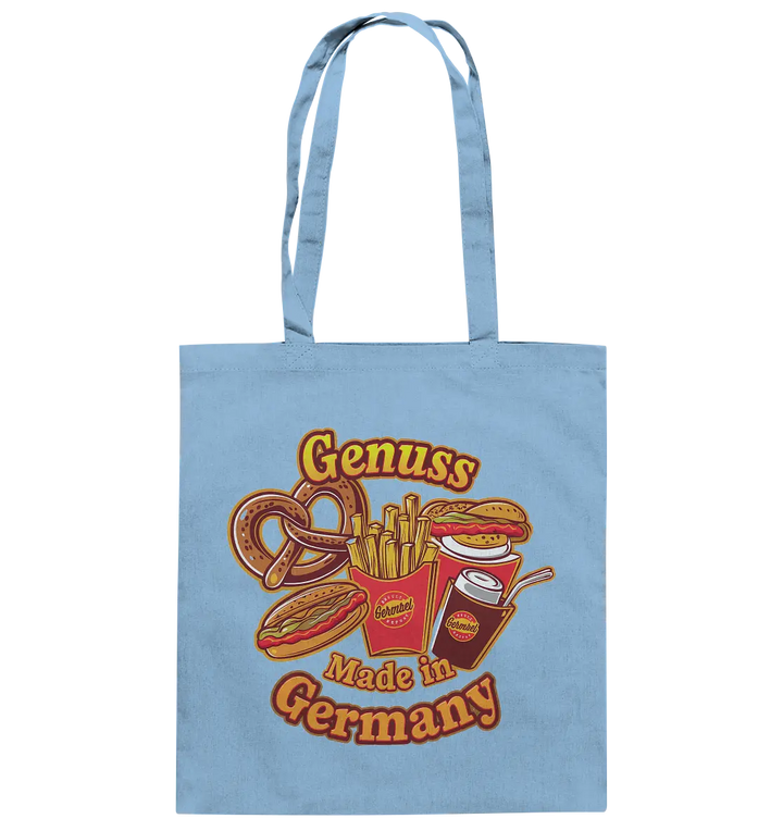 Genuss Made in Germany – Imbissliebe im Cartoon-Stil - Baumwolltasche Bright Lights Arts