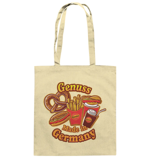 Genuss Made in Germany – Imbissliebe im Cartoon-Stil - Baumwolltasche Bright Lights Arts