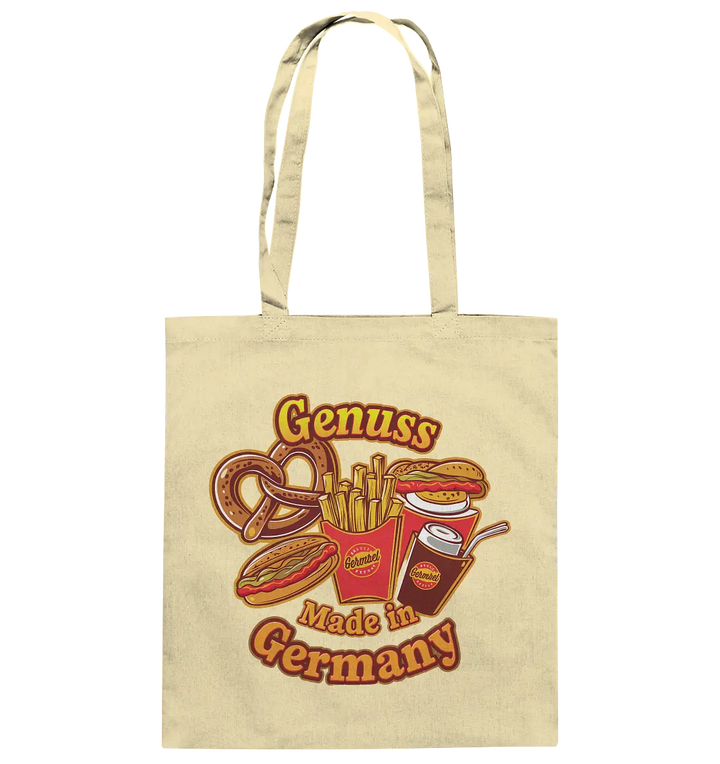 Genuss Made in Germany – Imbissliebe im Cartoon-Stil - Baumwolltasche Bright Lights Arts