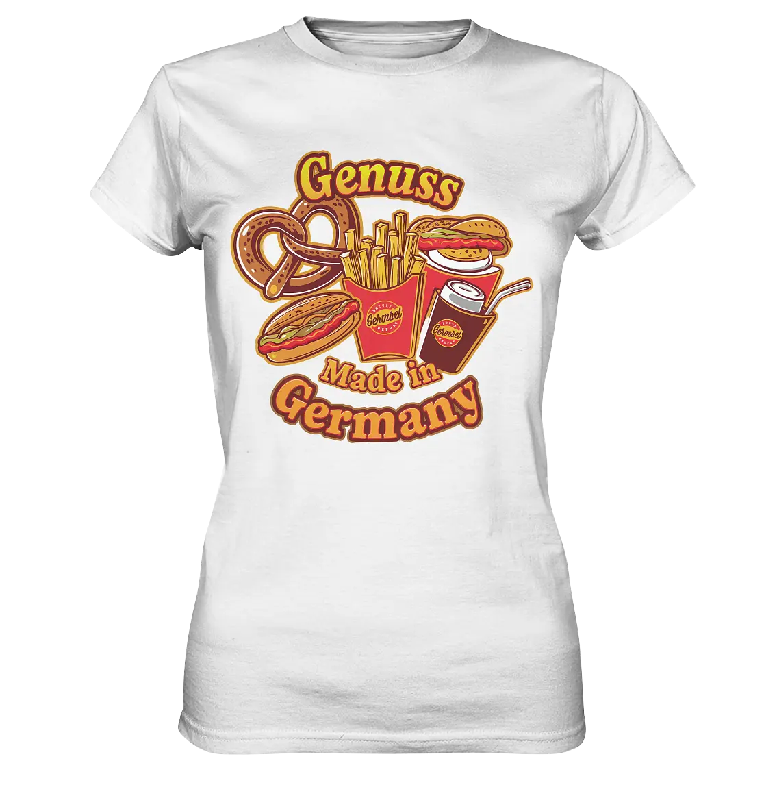 Genuss Made in Germany – Imbissliebe im Cartoon-Stil - Ladies Premium Shirt Bright Lights Arts