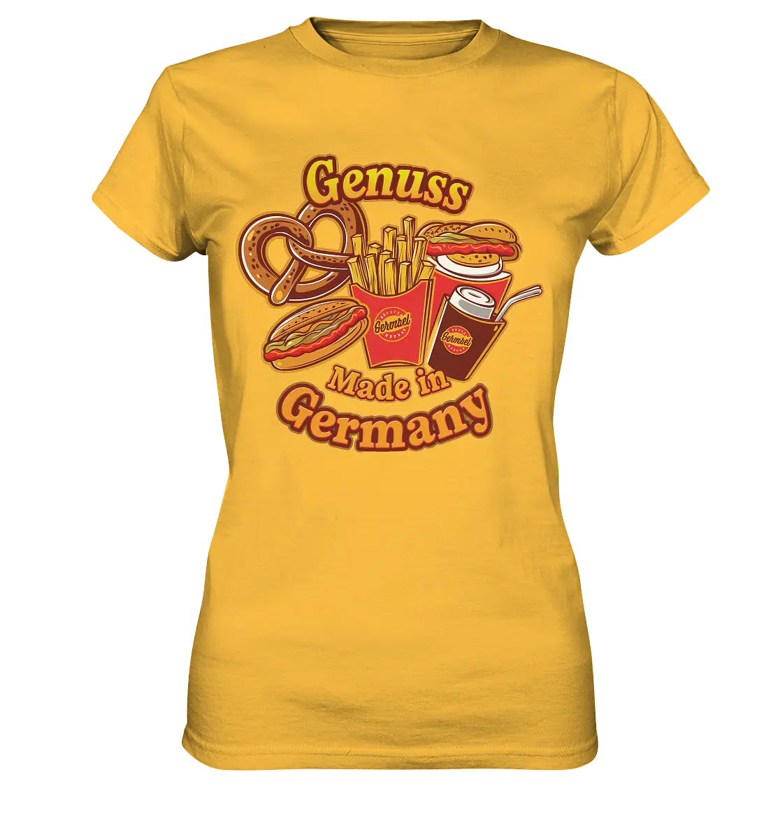 Genuss Made in Germany – Imbissliebe im Cartoon-Stil - Ladies Premium Shirt Bright Lights Arts