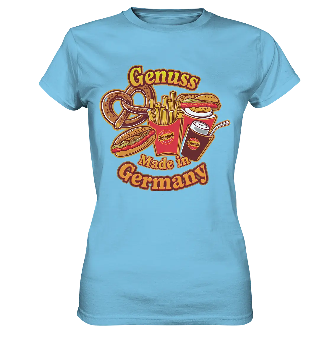 Genuss Made in Germany – Imbissliebe im Cartoon-Stil - Ladies Premium Shirt Bright Lights Arts