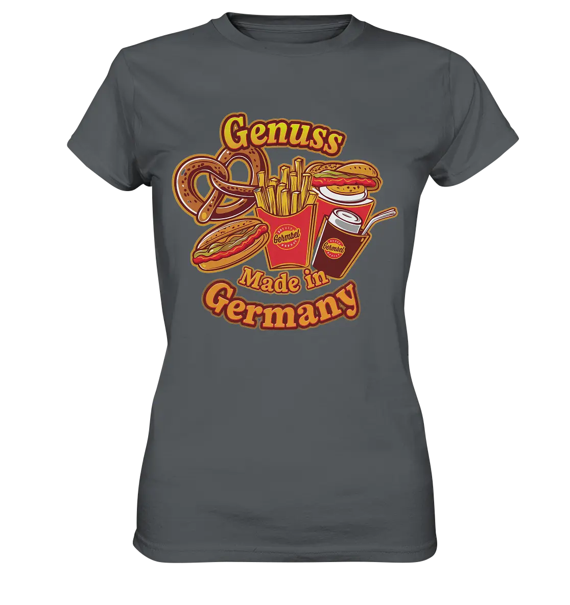 Genuss Made in Germany – Imbissliebe im Cartoon-Stil - Ladies Premium Shirt Bright Lights Arts