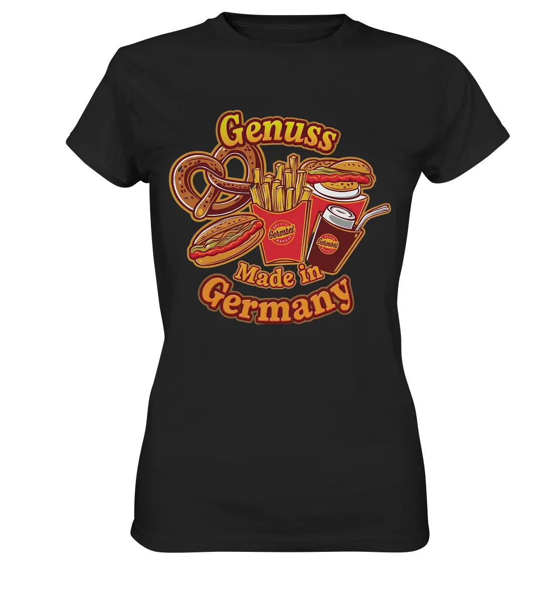 Genuss Made in Germany – Imbissliebe im Cartoon-Stil - Ladies Premium Shirt Bright Lights Arts