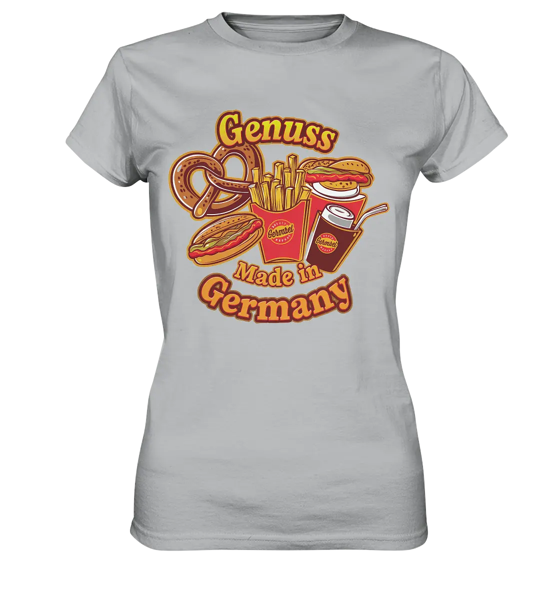 Genuss Made in Germany – Imbissliebe im Cartoon-Stil - Ladies Premium Shirt Bright Lights Arts