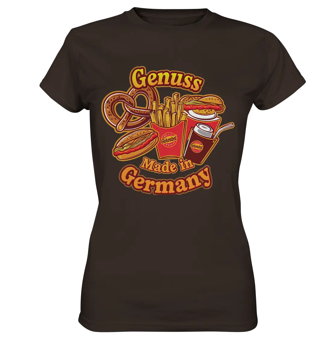 Genuss Made in Germany – Imbissliebe im Cartoon-Stil - Ladies Premium Shirt Bright Lights Arts