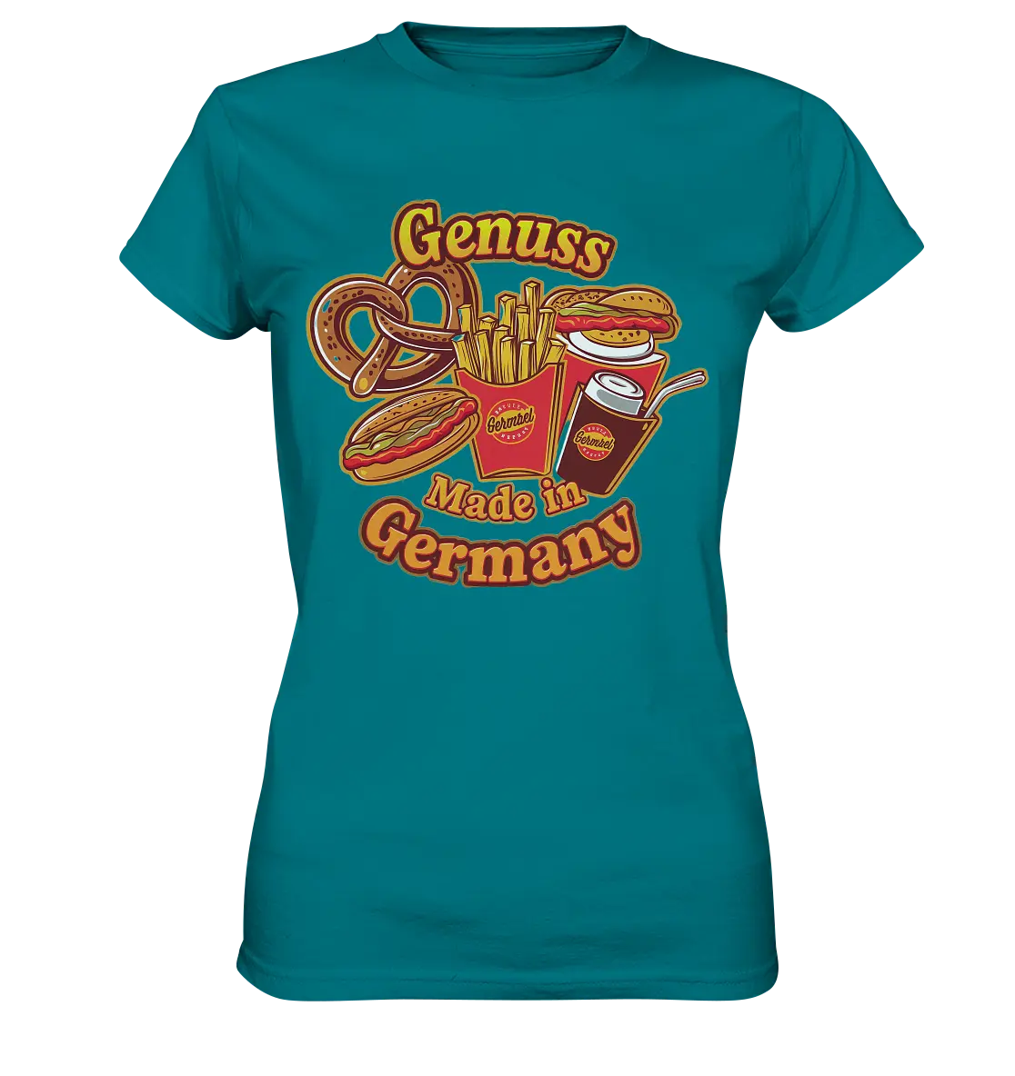 Genuss Made in Germany – Imbissliebe im Cartoon-Stil - Ladies Premium Shirt Bright Lights Arts