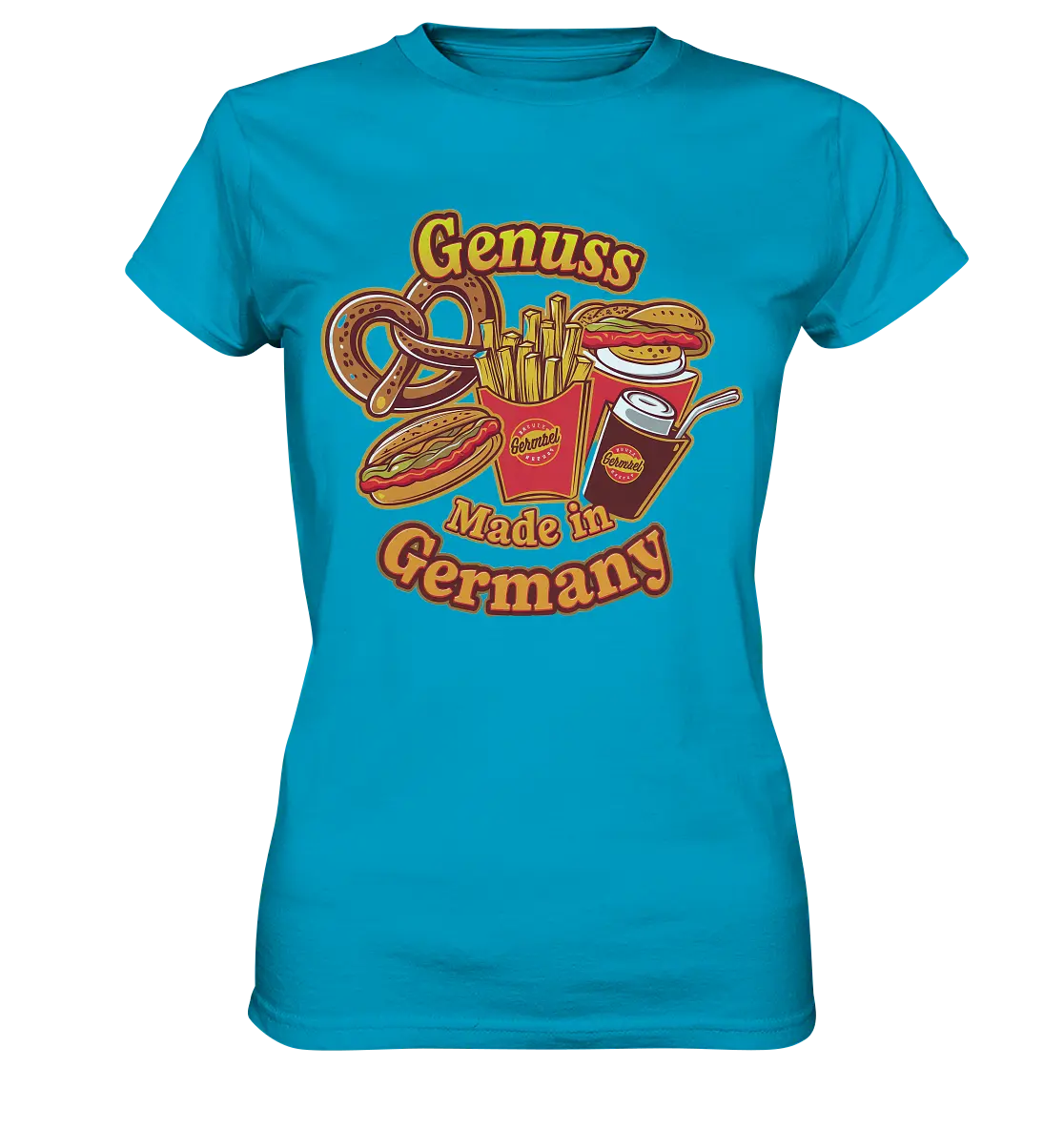 Genuss Made in Germany – Imbissliebe im Cartoon-Stil - Ladies Premium Shirt Bright Lights Arts