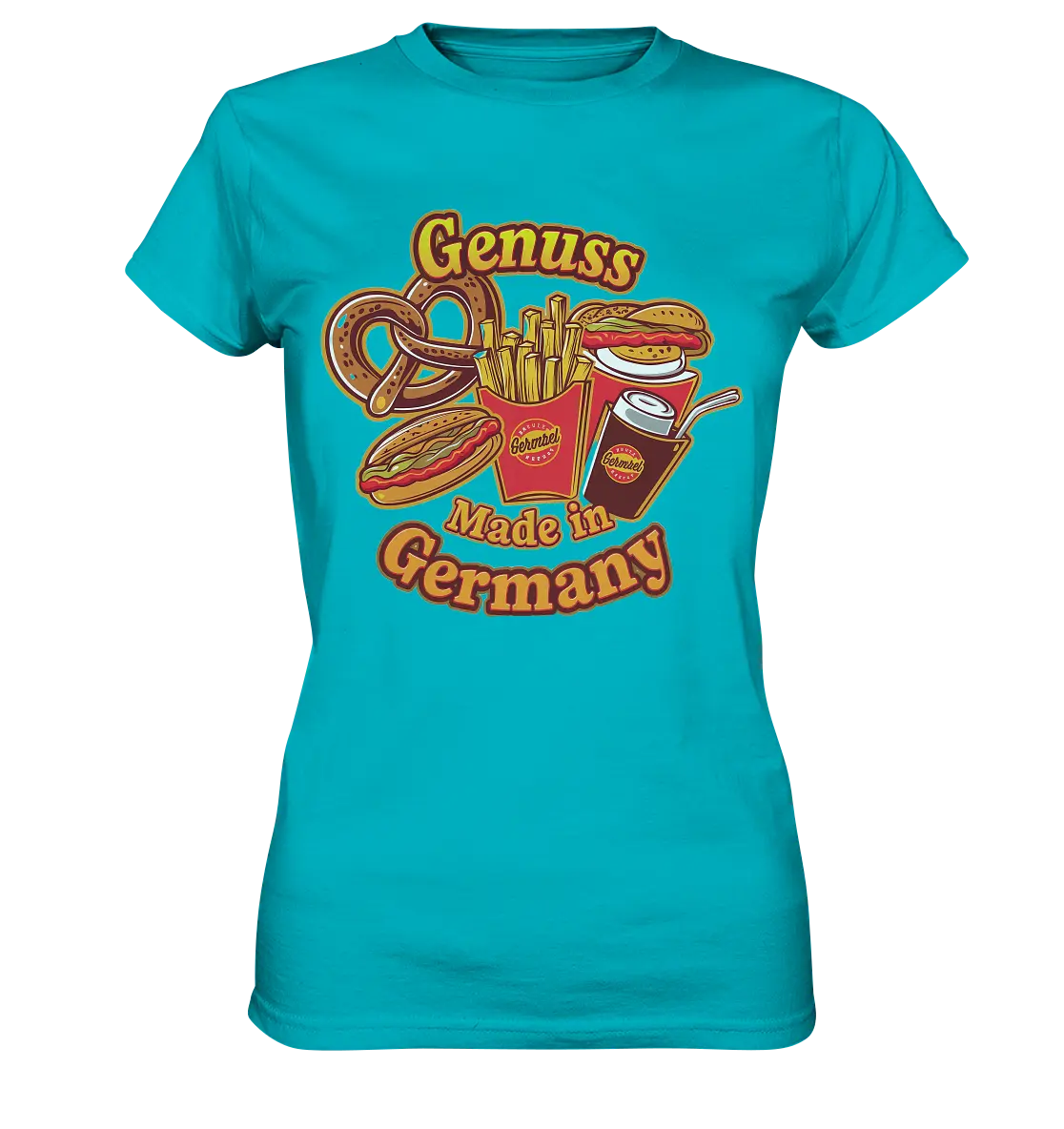 Genuss Made in Germany – Imbissliebe im Cartoon-Stil - Ladies Premium Shirt Bright Lights Arts