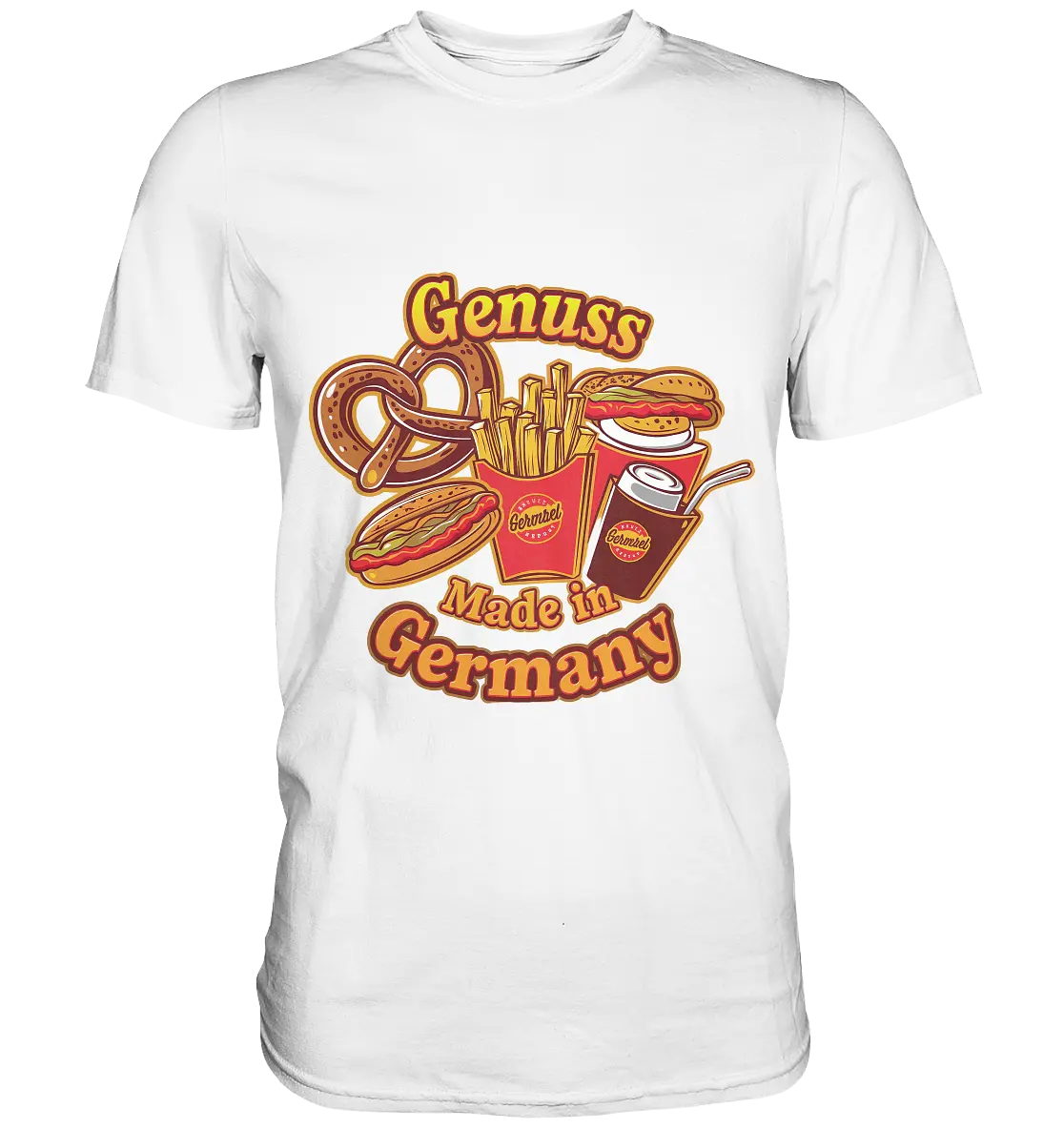 Genuss Made in Germany – Imbissliebe im Cartoon-Stil - Premium Shirt Bright Lights Arts