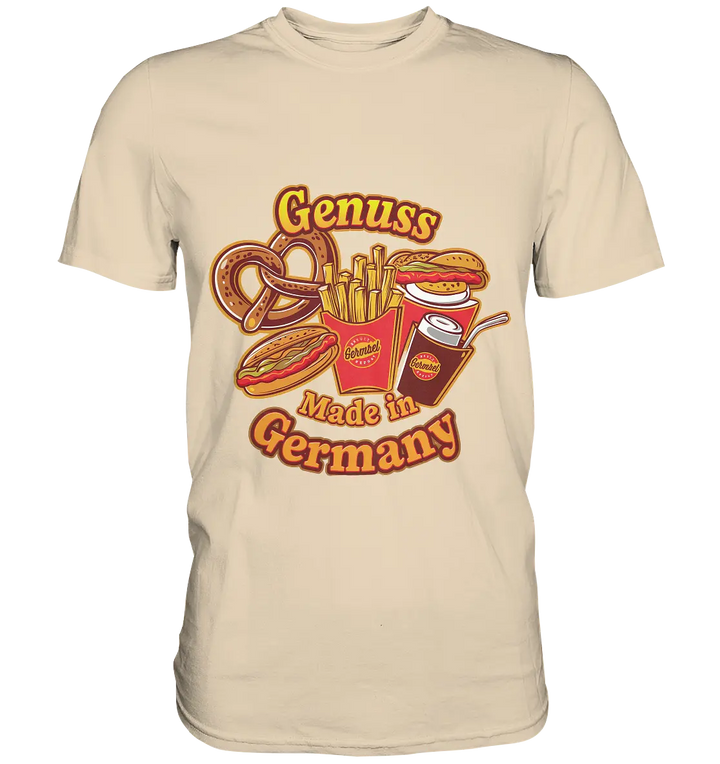 Genuss Made in Germany – Imbissliebe im Cartoon-Stil - Premium Shirt Bright Lights Arts