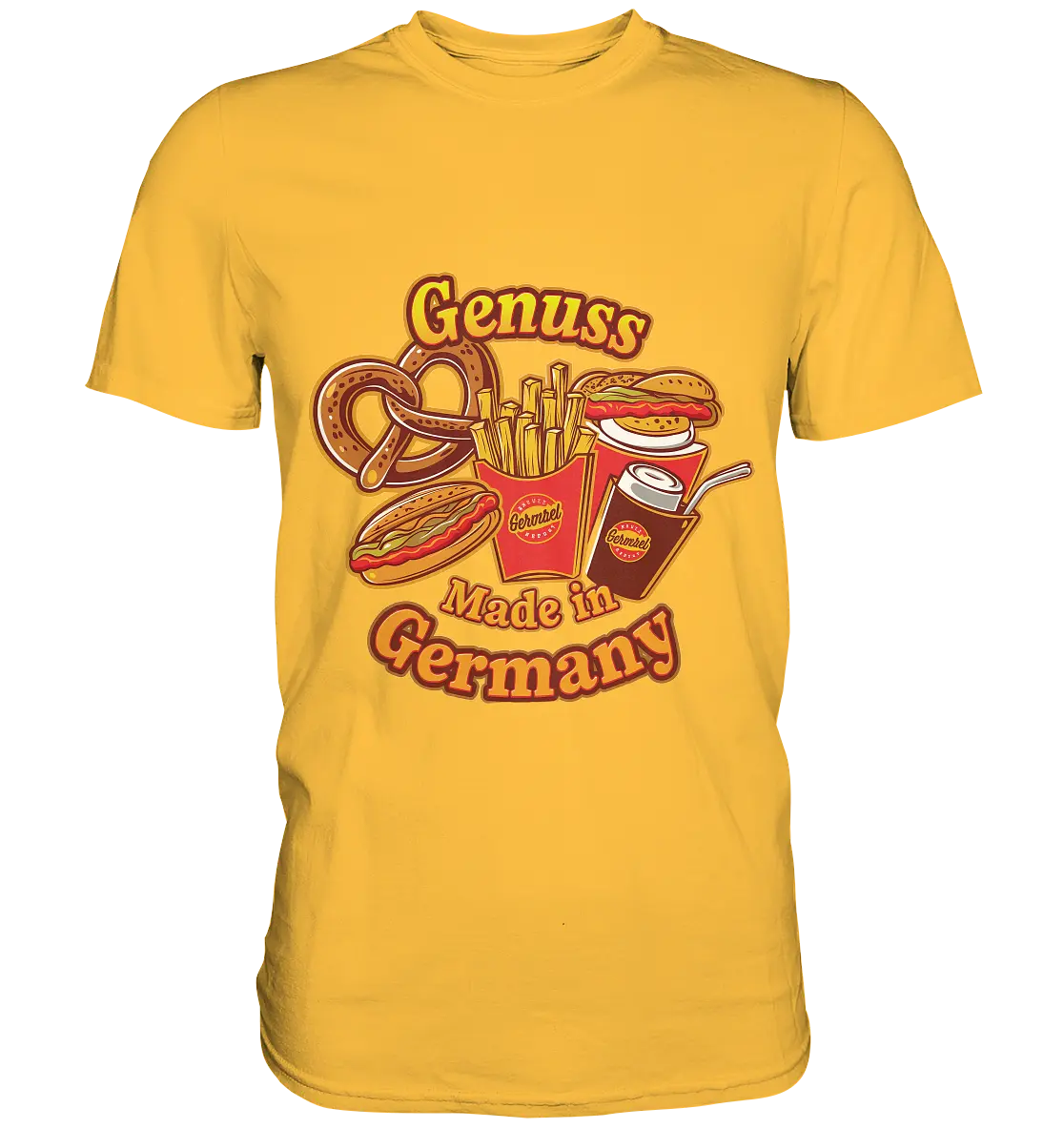 Genuss Made in Germany – Imbissliebe im Cartoon-Stil - Premium Shirt Bright Lights Arts